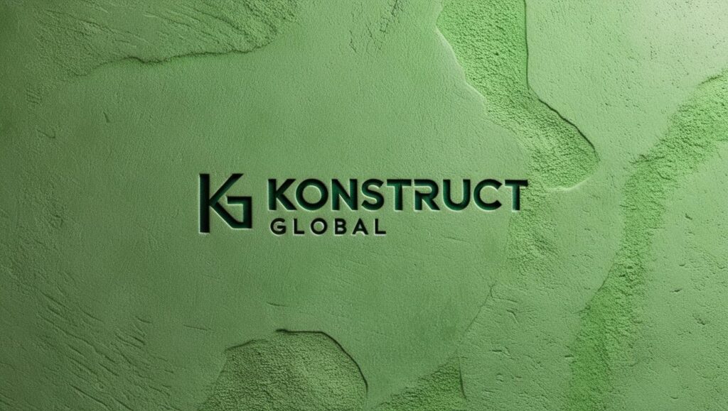 generate green cement image with konstruct global as a logo